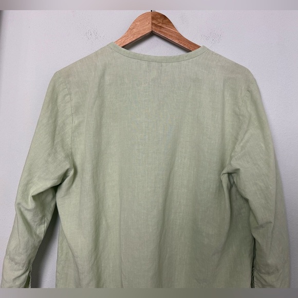 Eileen Fisher% Linen Green Button Front Boxy Tunic Size Large - Picture 8 of 13
